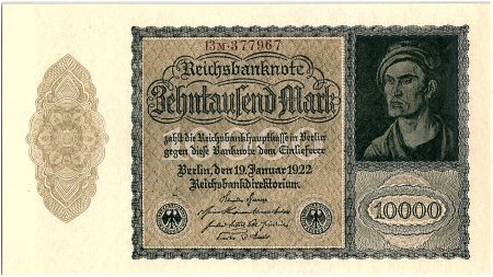 Allemagne 10000 Mark Portrait par Durer - 1922 - p.NEUF  - P.72 - Série 13M