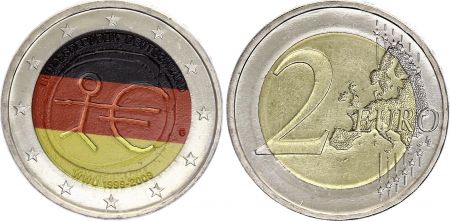 Allemagne 2 Euros - 10 ans UEM - Colorisée - 2009 - Bimétallique