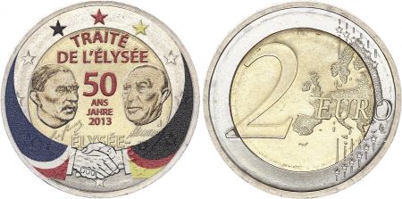 Allemagne 2 Euros - Traité de l\'Elysée - Colorisée - J (Hambourg) - 2013