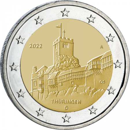 Allemagne 2 Euros Commémo. Allemagne 2022 - Thuringe - Château de la Wartbourg