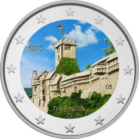 Allemagne 2 Euros Commémo. COULEUR Allemagne 2022 - Thuringe - Château de la Wartbourg