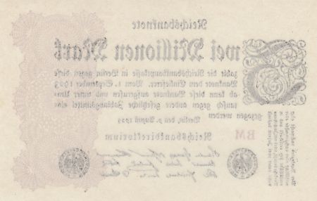 Allemagne 2 Millionen Mark  Noir et Lilas - 09-08-1923 Série BM