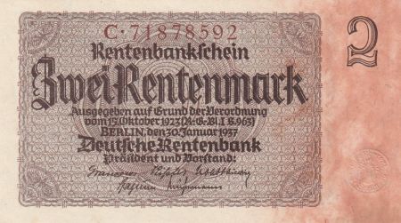 Allemagne 2 Rentenmark 1937 Série C - Neuf - P.174b