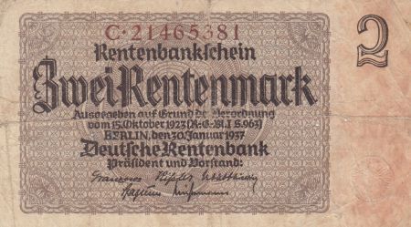 Allemagne 2 Rentenmark 1937 Série C