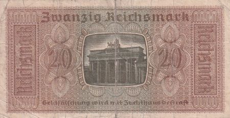Allemagne 20 Reichsmark - Territoires occupés - Seconde Guerre mondiale - ND (1940-1945) - P.R139