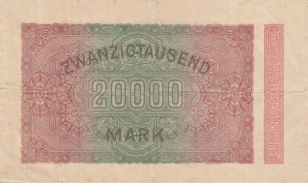 Allemagne 20000 Mark Noir rose vert - Filigrane cercle - 1923