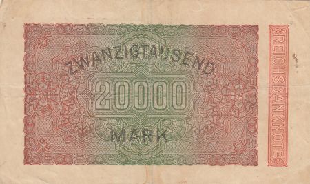Allemagne 20000 Mark Noir rose vert - Filigrane G D - 1923