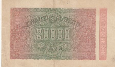 Allemagne 20000 Mark Noir rose vert - Filigrane lignes ondulées - 1923