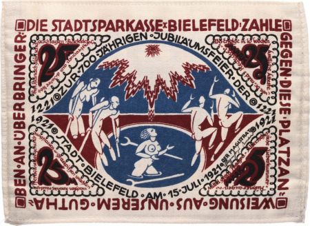 Allemagne 25 Mark, Ville de Bielfeld - 1921-1922 - Billet en soie