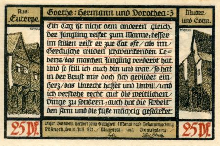 Allemagne 25 Pfennig, Pößneck - notgeld 31-07-1921 - NEUF
