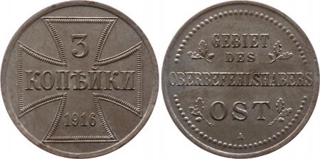 Allemagne 3 Kopeks Croix de Fer - 1916