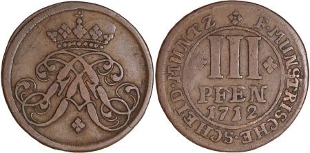 Allemagne 3 Pfennig Munster  - Armoiries -1712