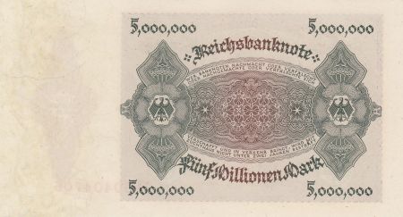 Allemagne 5 Millionen Mark - Femme ( Médaillon Constitutionnel ) - 1923 - P.90 - Neuf