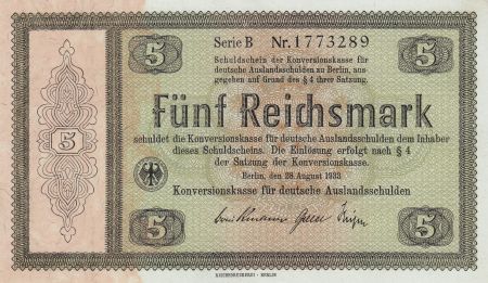 Allemagne 5 Reichsmark - 1933 Série B - P.199 - Neuf