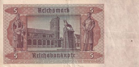 Allemagne 5 Reichsmark - Jeune homme - 1942 - Lettre L - P.186