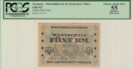 Allemagne 5 Reichsmark, Vert - 1943 - PCGS 55
