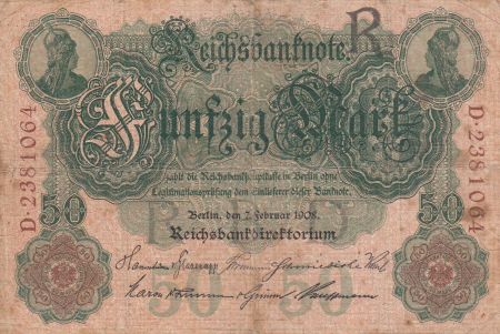 Allemagne 50 Mark vert - 07-02-1908 - Série 7 n°
