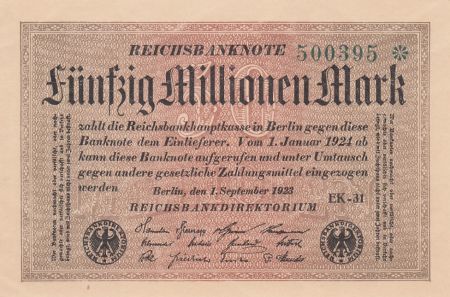 Allemagne 50 Millionen Mark - 1923 - P.109 - Neuf