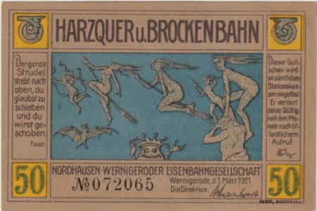 Allemagne 50 Pfennig - Brockenbahn - Notgeld - 1921