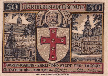 Allemagne 50 Pfennig - Eisenach - Notgeld - 1922