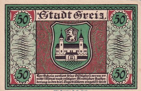 Allemagne 50 Pfennig - Greiz - Notgeld - 1921