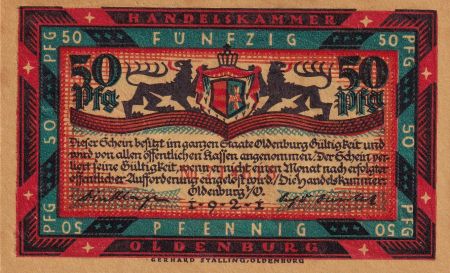 Allemagne 50 Pfennig - Oldenburg - Notgeld - 1921