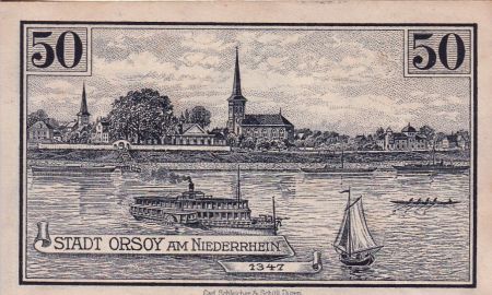 Allemagne 50 Pfennig - Orsoy - Notgeld - 1921