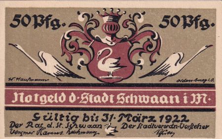 Allemagne 50 Pfennig - Schwaan - Notgeld - 1922