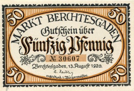 Allemagne 50 Pfennig, Berchtesgaden - notgeld 13-08-1920 - NEUF