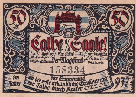 Allemagne 50 Pfenning - Calbe an der saale - Notgeld - 1917