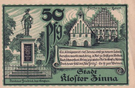Allemagne 50 Pfenning - Kloster Zinna - Notgeld - 1920
