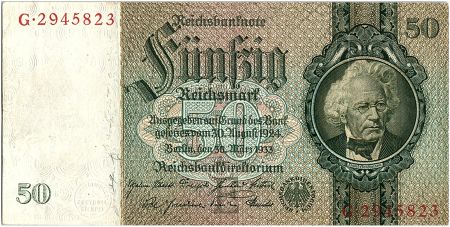 Allemagne 50 Reichsmark 1933 - Série G - TTB - P.182