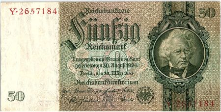 Allemagne 50 Reichsmark 1933 - Série Y - TTB - P.182
