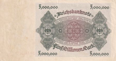 Allemagne 5000000 Mark -  Portrait de femme - 1923 - Série D - P.90