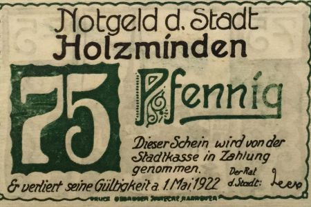 Allemagne 75 Pfennig, Holzminden - notgeld 1922 - P.NEUF