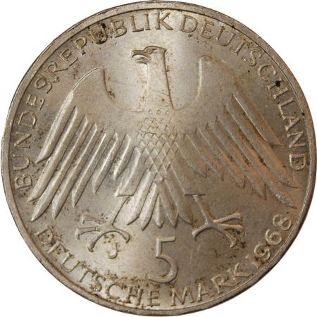 Allemagne ALLEMAGNE - 5 MARK ARGENT 1968 J HAMBOURG - F.W. RAIFFEISEN
