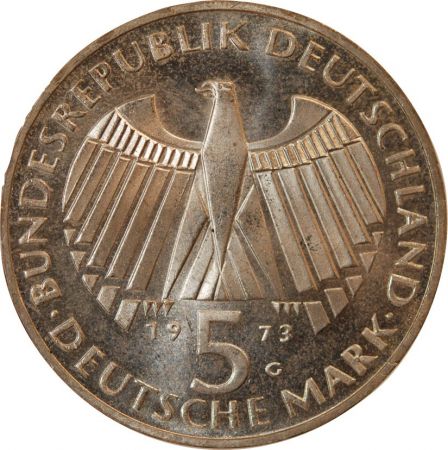 Allemagne ALLEMAGNE - 5 MARK ARGENT 1973 G KARLSRUHE - PARLEMENT DE FRANCFORT