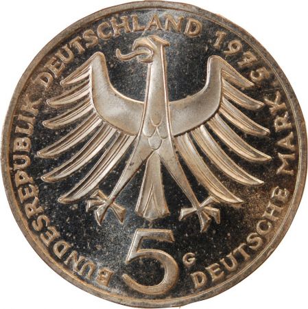 Allemagne ALLEMAGNE - 5 MARK ARGENT 1975 G KARLSRUHE - ALBERT SCHWEITZER