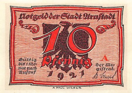 Allemagne ALLEMAGNE  ARNSTADT - 10 PFENNIG 1921