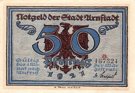 Allemagne ALLEMAGNE  ARNSTADT - 50 PFENNIG 1921