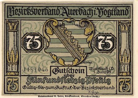 Allemagne ALLEMAGNE  Auerbach/Vogtland - 75 PFENNIG 1921