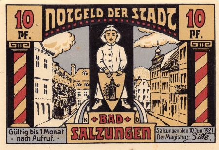Allemagne ALLEMAGNE  BAD SALZUNGEN - 10 PFENNIG 1921