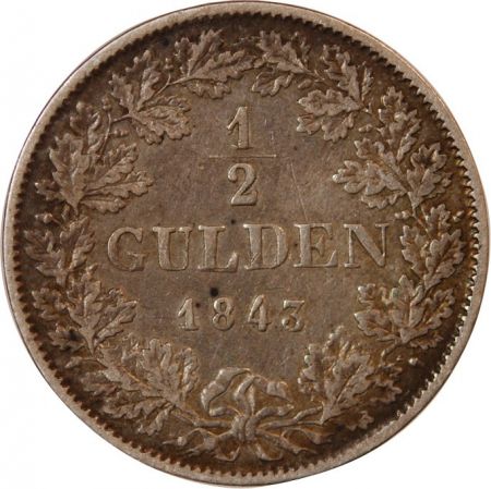Allemagne ALLEMAGNE  BADE  LEOPOLD I - 1/2 GULDEN ARGENT 1843