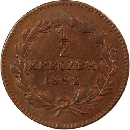 Allemagne ALLEMAGNE  BADE  LEOPOLD I - 1/2 KREUZER 1852
