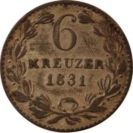 Allemagne ALLEMAGNE  BADE  LEOPOLD I - 6 KREUZER 1831