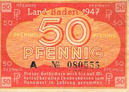 Allemagne ALLEMAGNE  BADE  OCCUPATION FRANCAISE - 50 PFENNIG 1947