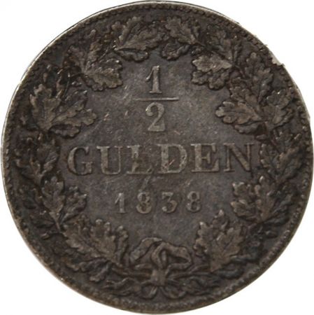 Allemagne ALLEMAGNE  BAVIÈRE  LUDWIG I - 1/2 GULDEN ARGENT 1838