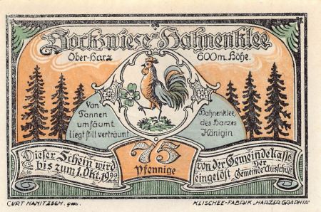 Allemagne ALLEMAGNE  BOCKSWIESE - 75 PFENNIG 1922