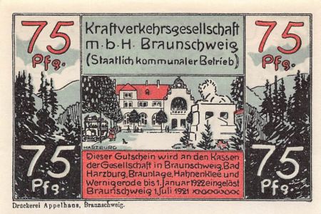 Allemagne ALLEMAGNE  BRAUNSCHWEIG - 75 PFENNIG 1921