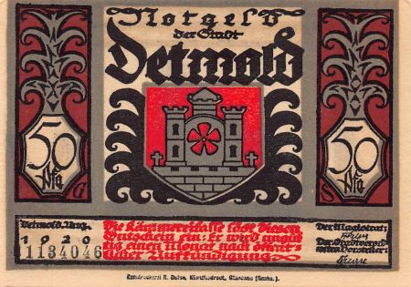 Allemagne ALLEMAGNE  DETMOLD - 50 PFENNIG 1920
